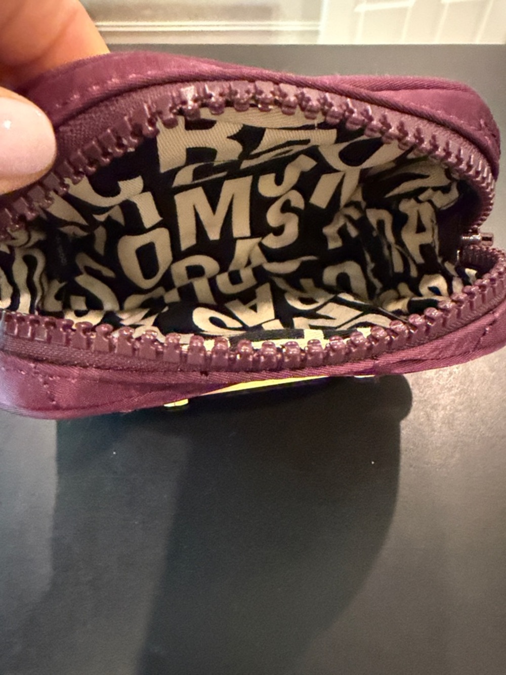 Marc by Marc Jacobs Plum Quilted Cosmetic Case with Gold Plaque - Picture 3 of 4